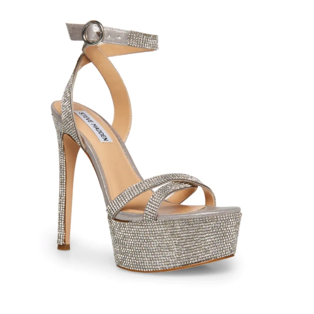 Steve Madden platform heels (Marciana-R silver multi). Worn once. - Picture 3 of 5